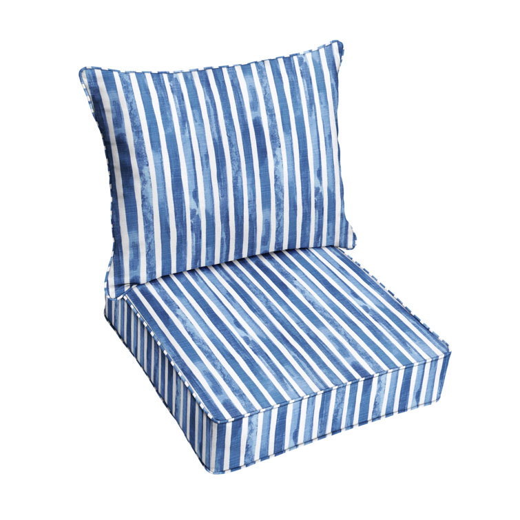 Blue and white best sale striped patio chair cushions